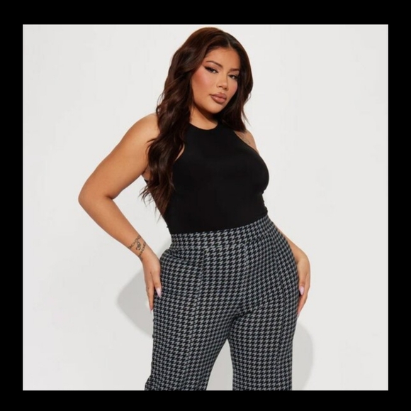 Fashion Nova Pants - High Waist Houndstooth Pants - Black/Grey